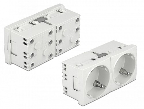 DELOCK διπλό module πρίζας ρεύματος Easy 45 81325, 45°, 45x45mm, 5τμχ 81325