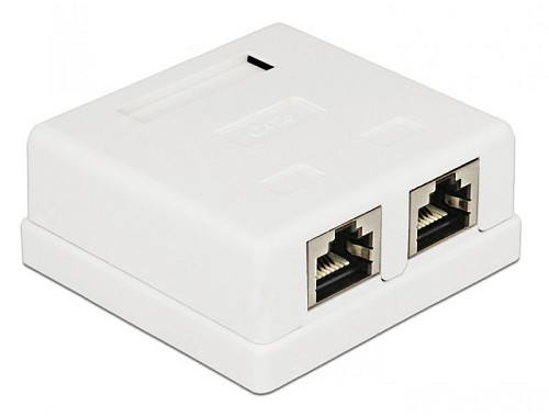 POWERTECH επιτοίχια πρίζα δικτύου CAB-N130, 2 θυρών, Cat.6 UTP, λευκή CAB-N130