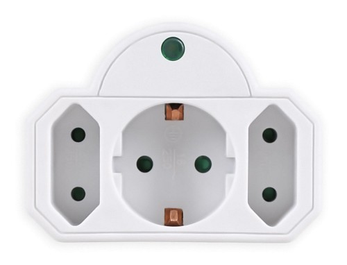 POWERTECH αντάπτορας ρεύματος PT-816, 1x schuko, 2x euro, 16A, λευκός PT-816