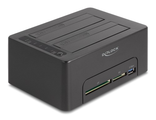 DELOCK docking station 64183 clone function, 2x HDD, CF/SD, 5Gbps, μαύρο 64183