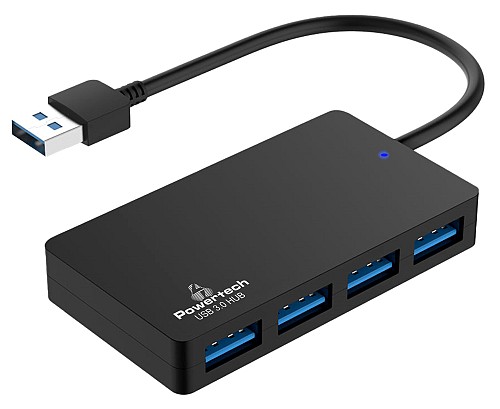 POWERTECH USB hub PT-1145, 4x θυρών, 5Gbps, USB σύνδεση, μαύρο PT-1145