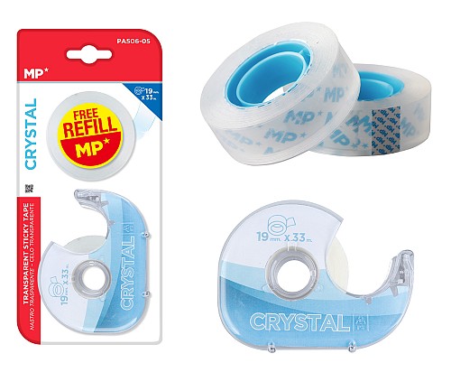 MP βάση και 2x κολλητικές ταινίες Crystal PA506-05, 19mm, 33m, διάφανη PA506-05