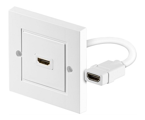 GOOBAY πρίζα τοίχου HDMI 51722, gold-plated, 4K, λευκή 51722