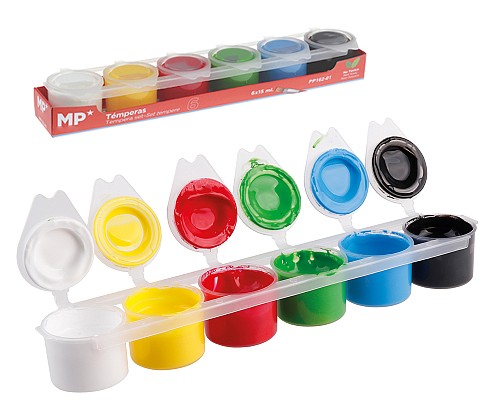 MP σετ τέμπερες ζωγραφικής PP162-01, 6x 15ml, διάφορα χρώματα PP162-01