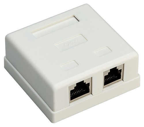 GOOBAY επιτοίχια πρίζα δικτύου 77635, 2 θύρες RJ45, CAT 6 STP, λευκή 77635