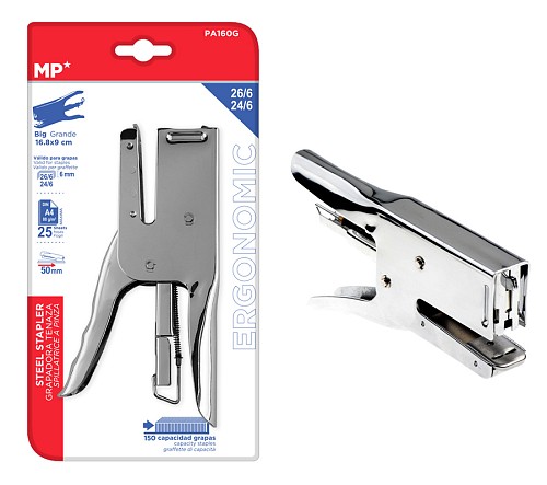 MP μεταλλικό συρραπτικό PA160G, 16.8 x 9cm, 24/6-26/6, 25 φύλλα PA160G