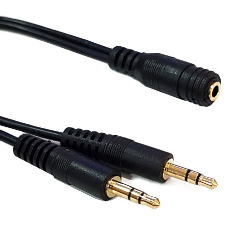POWERTECH καλώδιο 3.5mm σε 2x 3.5mm CAB-J028, 0.20m, μαύρο CAB-J028