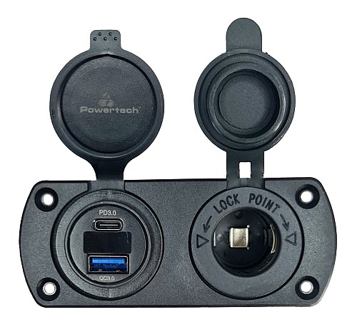 POWERTECH πρίζα 12V για σκάφη & οχήματα PTL-002, USB/USB-C, οθόνη, IP65 PTL-002