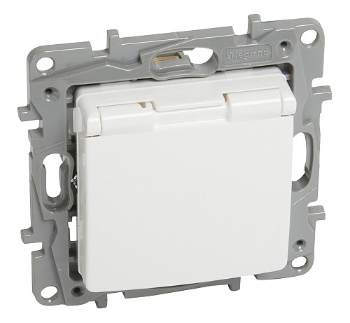 LEGRAND πρίζα 2Π+Τ με κάλυμμα 764532, λευκή 764532