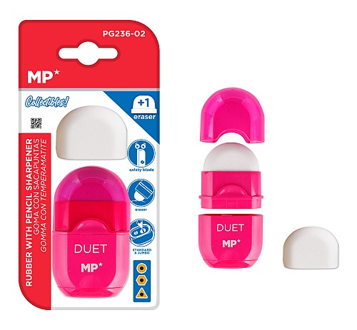 MP γόμα & ξύστρα με κάδο PG236-02-PK με ανταλλακτική γόμα, ροζ PG236-02-PK