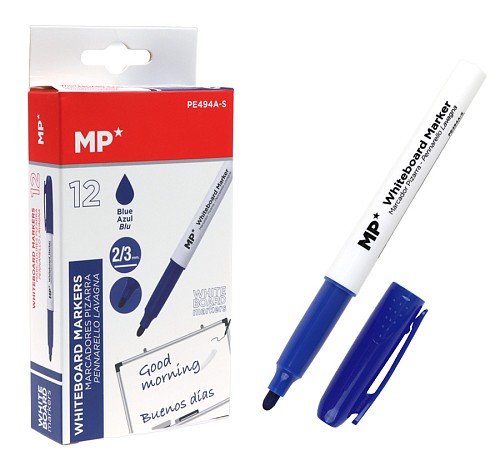 MP Μαρκαδόρος ασπροπίνακα PE494A-S, πάχος μύτης 2-3mm, μπλε, 12τμχ PE494A-S
