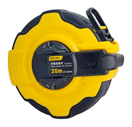 DELI μέτρο DL9920 με μηχανισμό αναδίπλωσης, fibreglass ταινία, 14.5mm x 20m DL9920