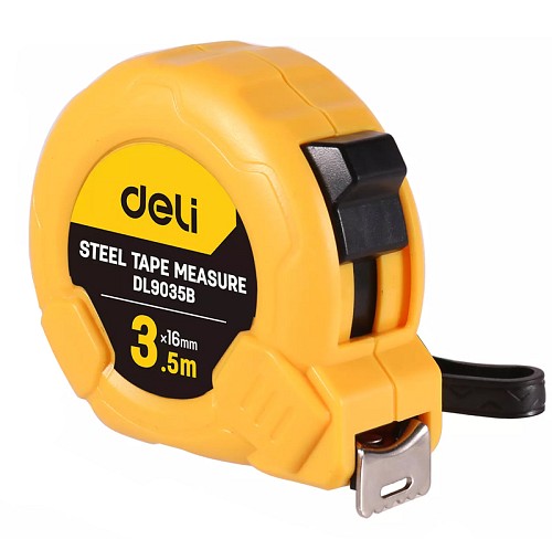 DELI μέτρο DL9035B, με κλείδωμα & clip ζώνης, 3.5m x 16mm DL9035B