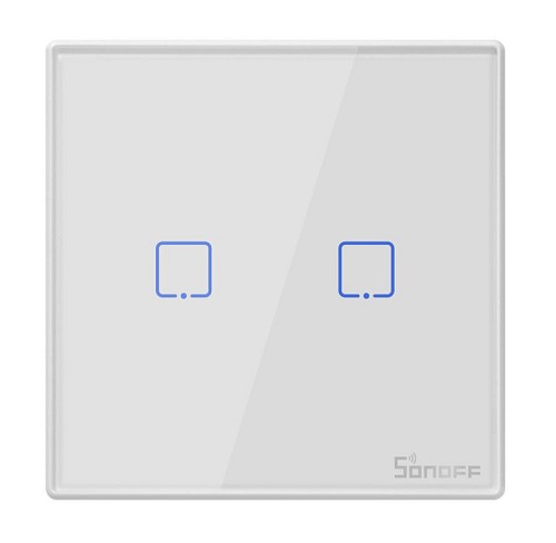 SONOFF smart διακόπτης T2EU2C-RF 433MHz, αφής, διπλός, λευκός T2EU2C-RF