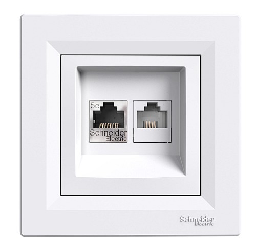 SCHNEIDER ELECTRIC επιτοίχια πρίζα δικτύου RJ45 & RJ12 Asfora EPH4900121 EPH4900121