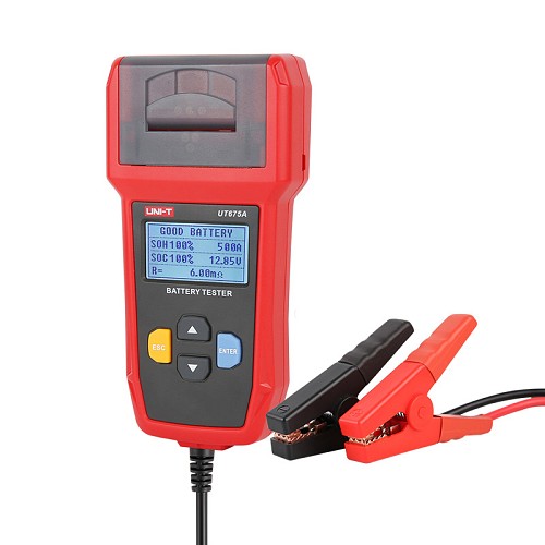 UNI-T tester μπαταρίας αυτοκινήτων UT675A με κροκοδειλάκια & εκτυπωτή UT675A