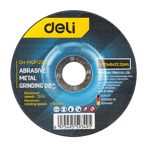 DELI δίσκος λείανσης μετάλλου DH-MGP125-E1, 125mm, 11000rpm, 5τμχ DH-MGP125-E1