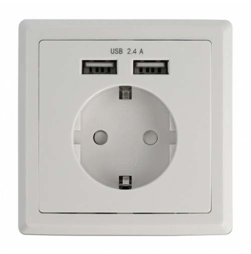 DELOCK Αντάπτορας ρεύματος 11471, 2x USB, 2.4A, λευκός 11471