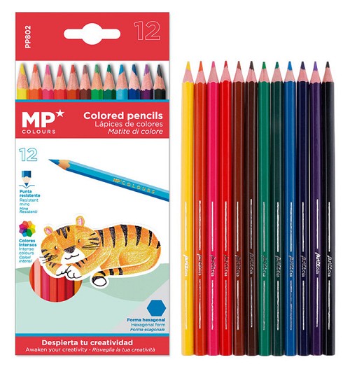 MP χρωματιστές ξυλομπογιές PP802, 12τμχ PP802