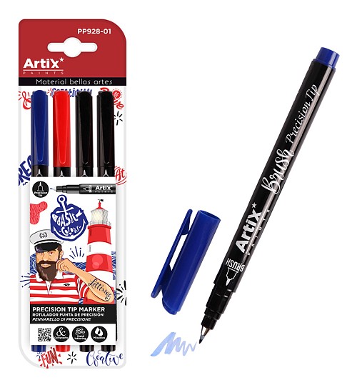 ARTIX PAINTS μαρκαδόρος σχεδίου PP928-01, μπλε/μαύρο/κόκκινο, 4τμχ PP928-01