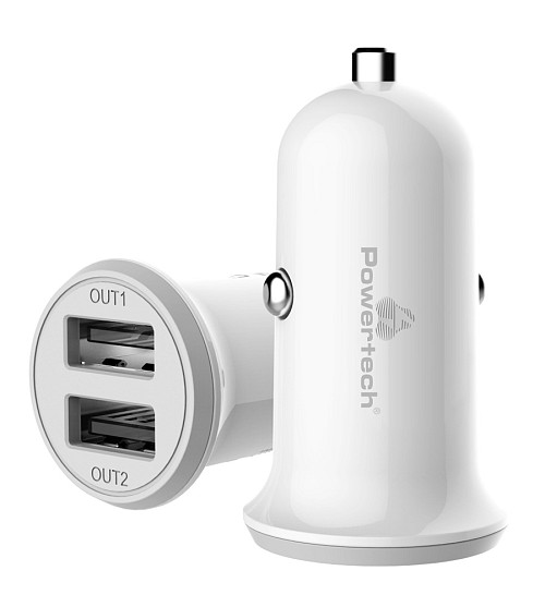 POWERTECH φορτιστής αυτοκινήτου PT-714, 2x USB, 3.4A, λευκός PT-714