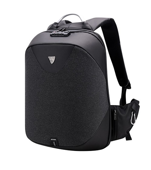 ARCTIC HUNTER τσάντα πλάτης B00208 με θήκη laptop 15.6", λουκέτο TSA, 24L, μαύρη B00208-BK