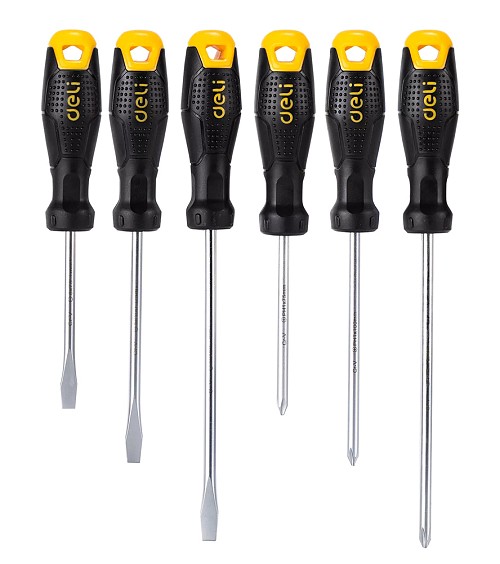 DELI σετ κατσαβίδια DL620006, 3x ίσια & 3x σταυρωτά, μαγνητικά, 6τμχ DL620006