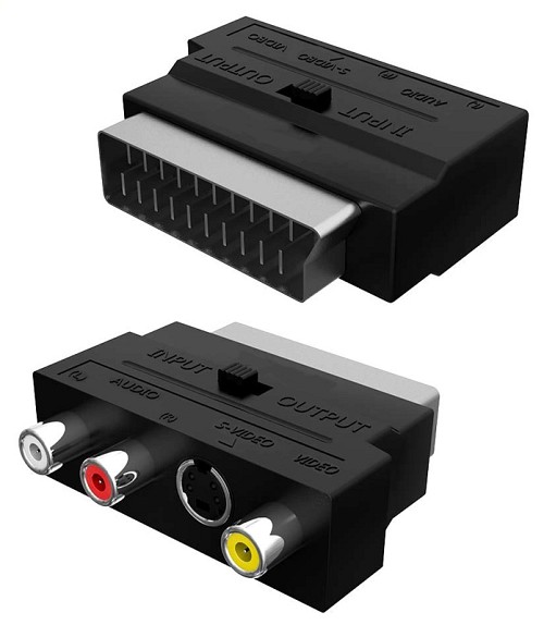 POWERTECH αντάπτορας SCART σε audio/video & S-Video CAB-S011, μαύρος CAB-S011