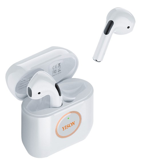 YISON earphones με θήκη φόρτισης T8, True Wireless, Φ13mm, λευκά T8-WH