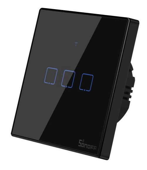 SONOFF smart διακόπτης ΤΧ-T3EU3C, αφής, Wi-Fi, τριπλός, μαύρος TX-T3EU3C
