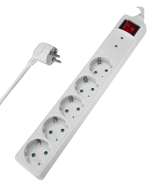 POWERTECH πολύπριζο ασφαλείας PT-882, 5x schuko, 16A, 3m, λευκό PT-882