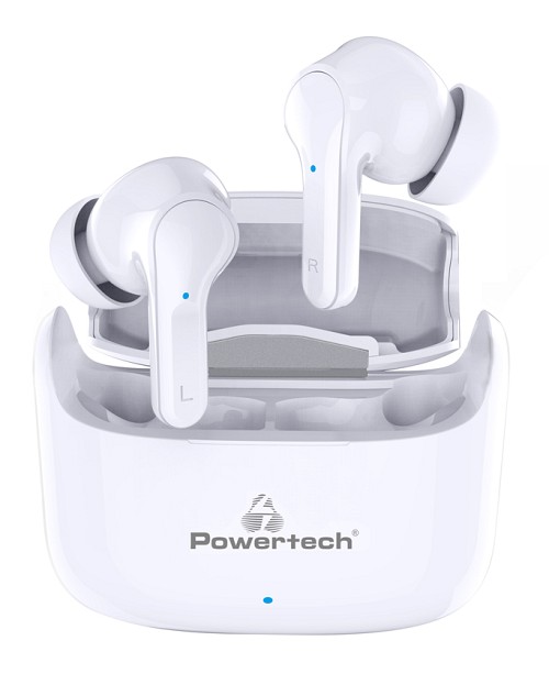 POWERTECH earphones με θήκη φόρτισης Soul, TWS, ANC, 45/400mAh, λευκά PT-1052