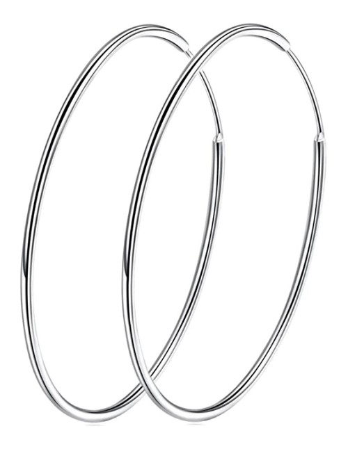 BAMOER σκουλαρίκια κρίκοι SCE710, 30mm, ασήμι 925, ασημί SCE710