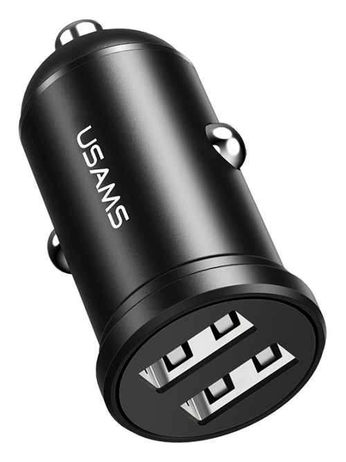 USAMS φορτιστής αυτοκινήτου C20, 2x USB, 2.4A, μαύρο CC114TC01