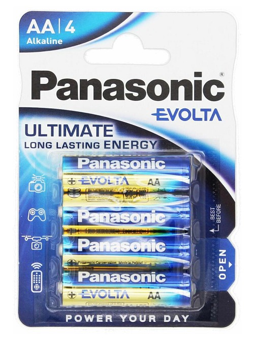 PANASONIC αλκαλικές μπαταρίες Evolta, AA/LR6, 1.5V, 4τμχ 5410853044789