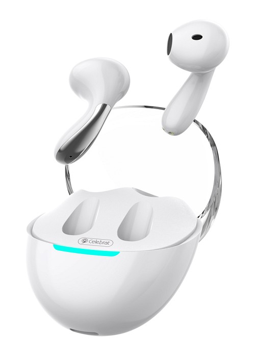 CELEBRAT earphones με θήκη φόρτισης W51, True Wireless, Φ13mm, λευκά W51-WH