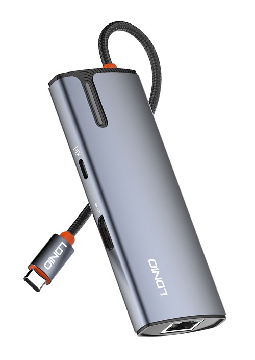 LDNIO docking station DS-16H, 6 θυρών, USB-C σύνδεση, 4K, 100W PD, γκρι 6933138601594