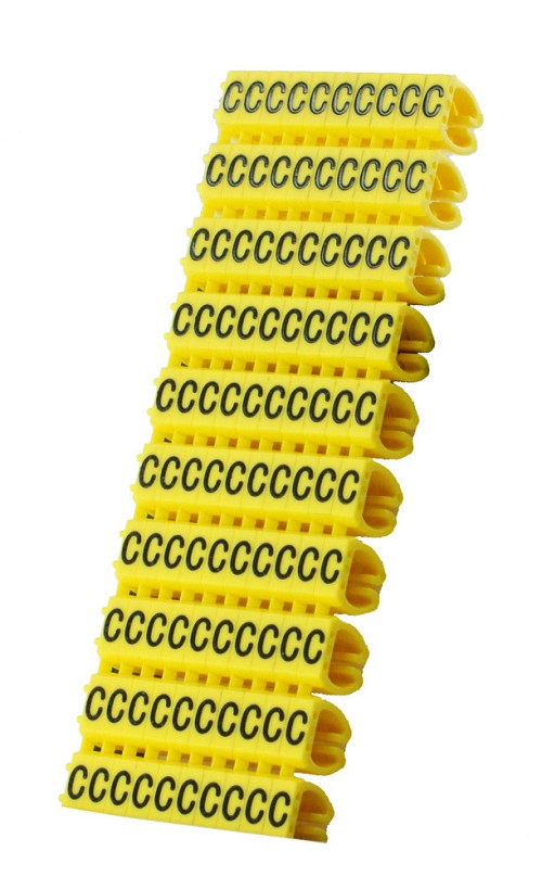 POWERTECH Clip αρίθμησης καλωδίου γράμμα C, Yellow, 10τεμ. CLIP-015