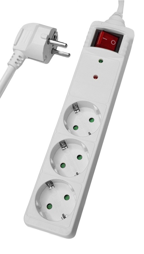 POWERTECH πολύπριζο ασφαλείας PT-879, 3x schuko, 16A, 1.5m, λευκό PT-879