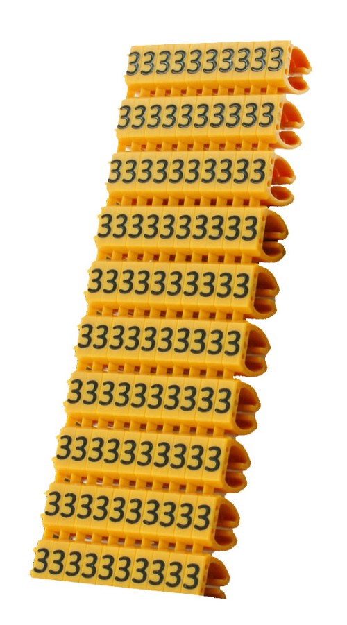 POWERTECH Clip αρίθμησης καλωδίου Νο 3, Orange, 10τεμ. CLIP-004