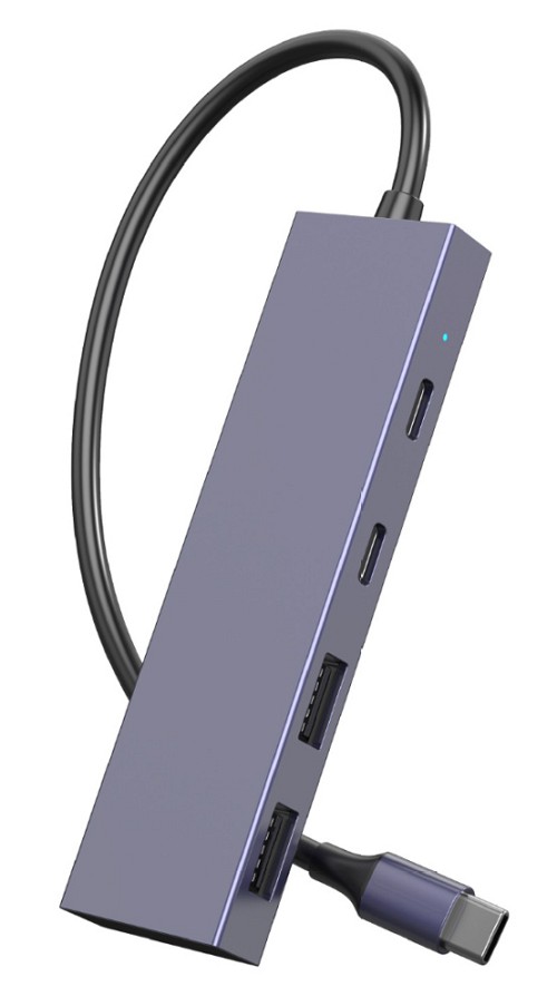 POWERTECH USB hub PTH-110, 4x θυρών, 10Gbps, USB-C σύνδεση, γκρι PTH-110