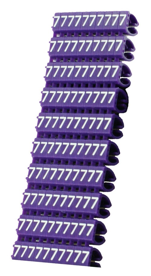 POWERTECH Clip αρίθμησης καλωδίου Νο 7, Purple, 10τεμ. CLIP-009