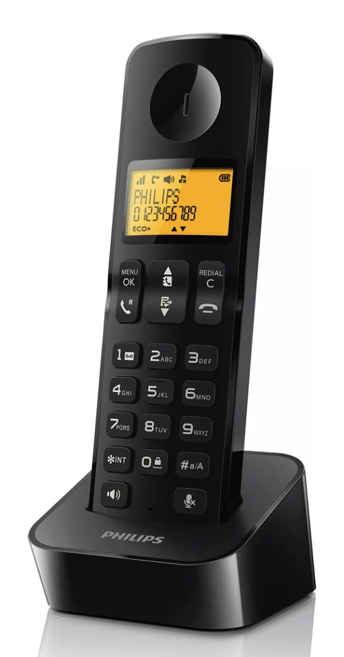 PHILIPS ασύρματο τηλέφωνο D2601B-34, με ελληνικό μενού, μαύρο D2601B-34