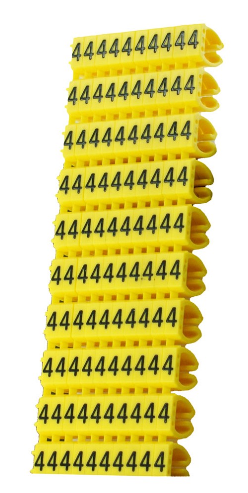 POWERTECH Clip αρίθμησης καλωδίου Νο 4, Yellow, 10τεμ. CLIP-005