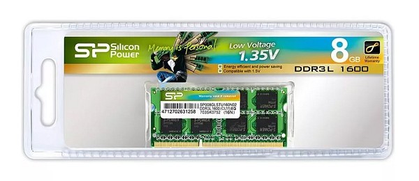 SILICON POWER Μνήμη 8GB DDR3L SODimm, PC3L 12800, 1600MHz, CL11, 1.35v SP008GLSTU160N02