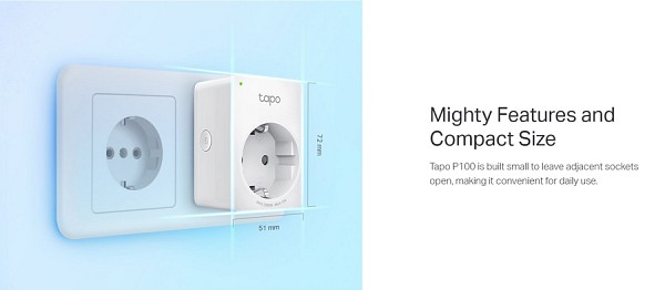 TP-LINK smart αντάπτορας ρεύματος TAPO-P100, Wi-Fi, ΒΤ, 4τμχ, Ver. 1.0 TAPO-P100-4
