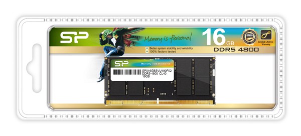 SILICON POWER μνήμη DDR5 SODIMM SP016GBSVU480F02, 16GB, 4800MHz, CL40 SP016GBSVU480F02