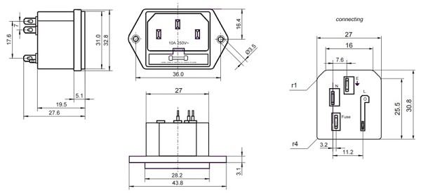 GOOBAY AC chassis plug 11261, με ασφάλεια 11261