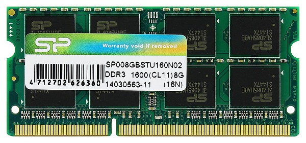 SILICON POWER Μνήμη RAM DDR3 SODimm, 8GB, 1600MHz, CL11 SP008GBSTU160N02