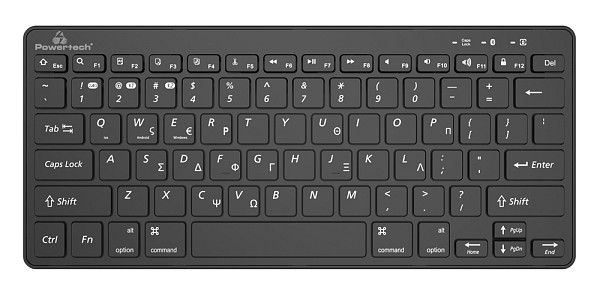 POWERTECH ασύρματο πληκτρολόγιο PT-1153, 2.4GHz & Bluetooth, μαύρο PT-1153